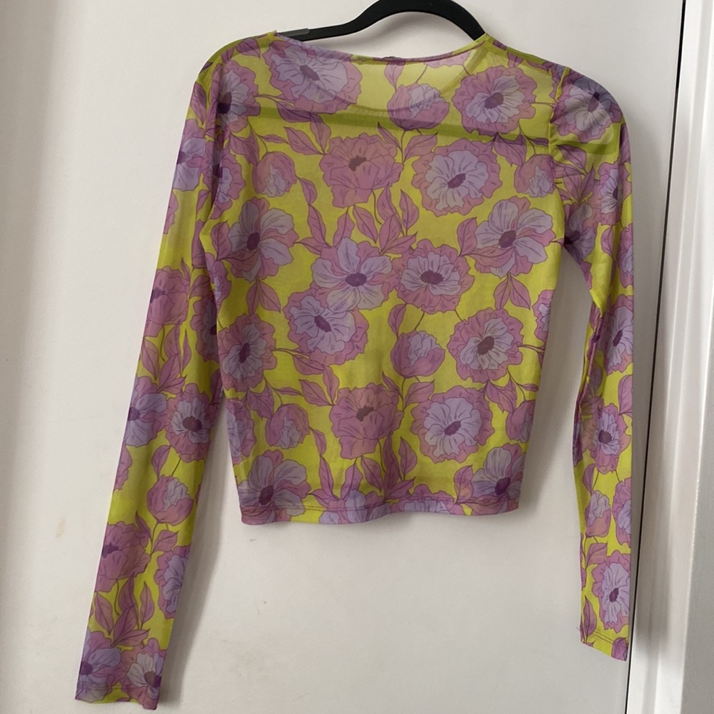 Zara Sheer Floral Tee Shirt View 6